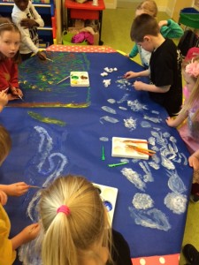 Painting our wind collage.
